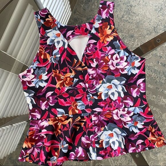NWOT Alexia Admor Colorfull Tropical Floral Tank Top, size L - Picture 2 of 7